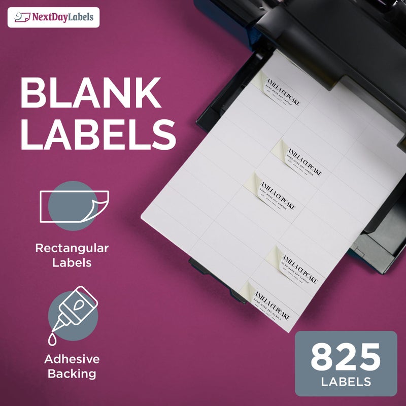 NextDayLabels - 2.83" x 1" Rectangular Sticker Labels for Printer - White Laser/Inkjet Printer Labels Return Address Labels Shipping Label Stickers (25 Sheets, 33 Per Sheet, 825 Labels) - Image 4